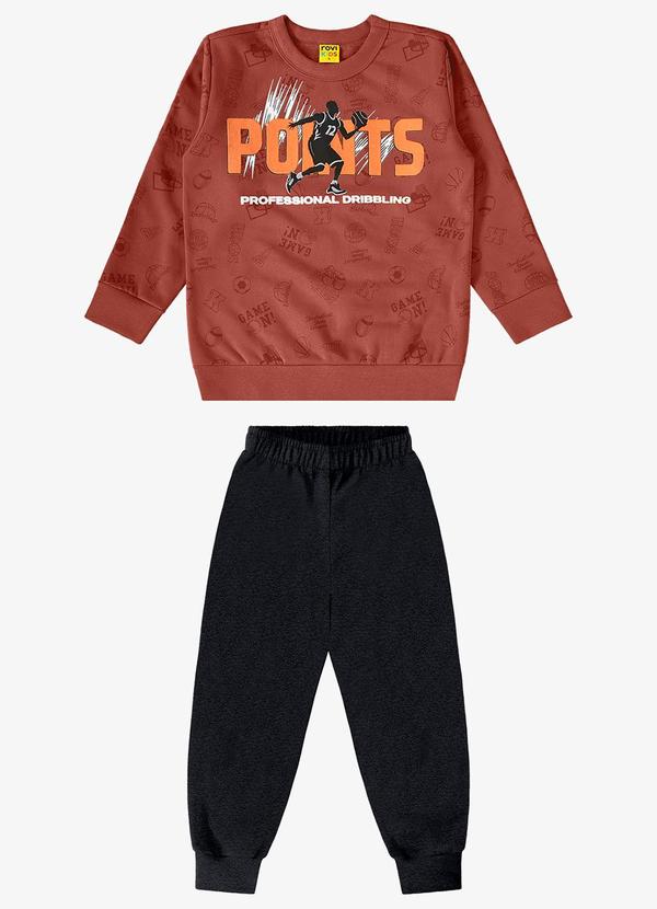 Rovi Kids - Conjunto Infantil Blusão com Calça Laranja