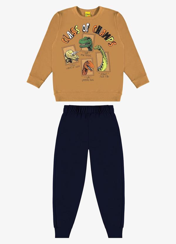 Rovi Kids - Conjunto Infantil Blusão com Calça Marrom