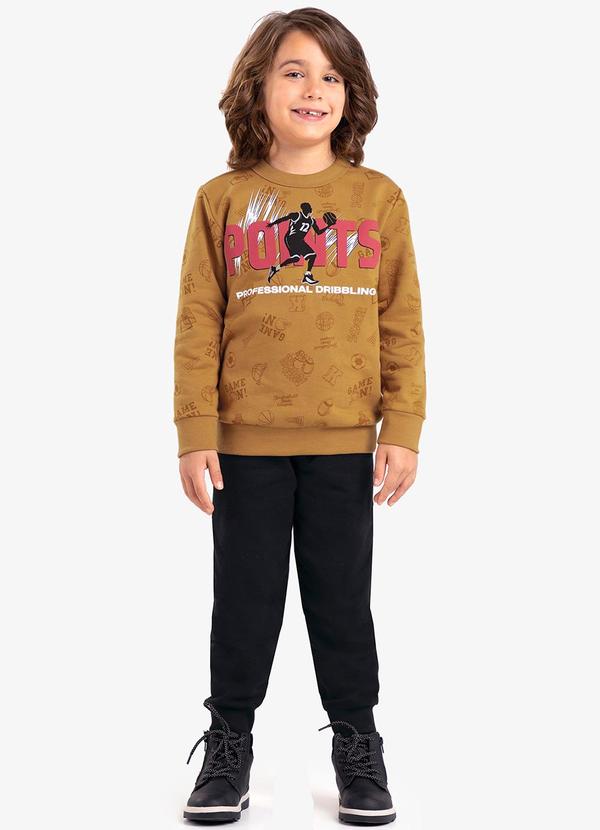 Rovi Kids - Conjunto Infantil Blusão com Calça Marrom