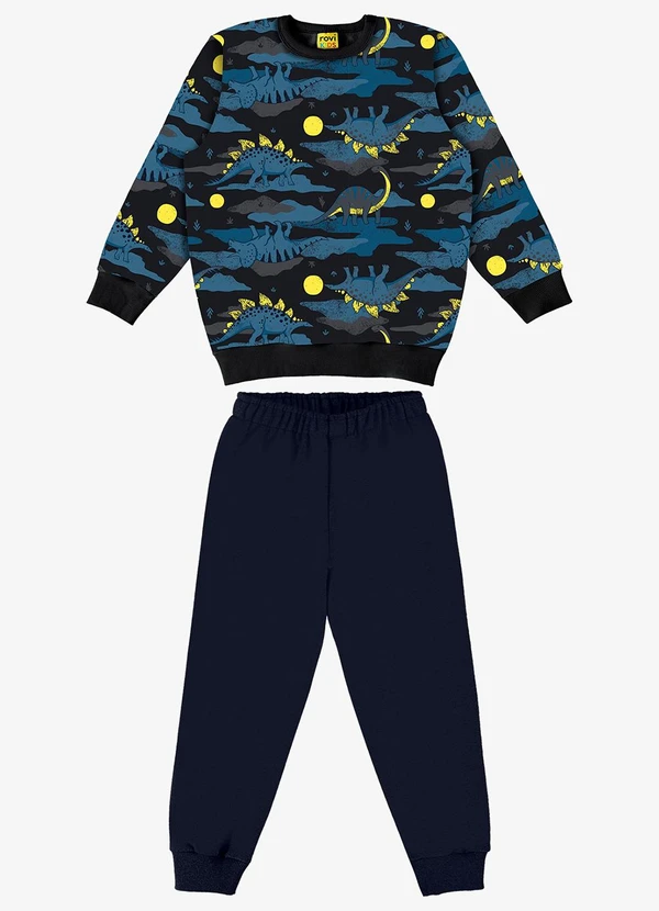 Rovi Kids - Conjunto Infantil Blusão com Calça Preto