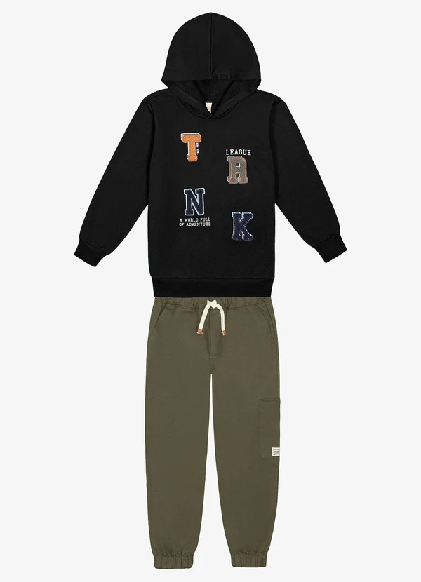 Trick Nick - Conjunto Infantil Blusão com Calça Preto