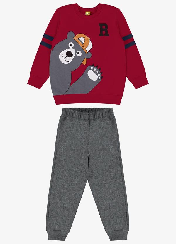 Rovi Kids - Conjunto Infantil Blusão com Calça Vermelho