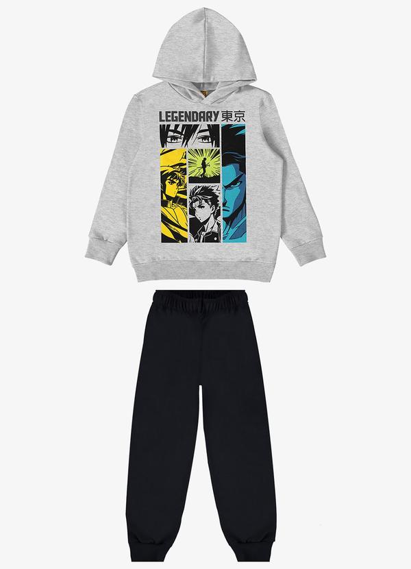 Rovi Kids - Conjunto Infantil Blusão e Calça Cinza