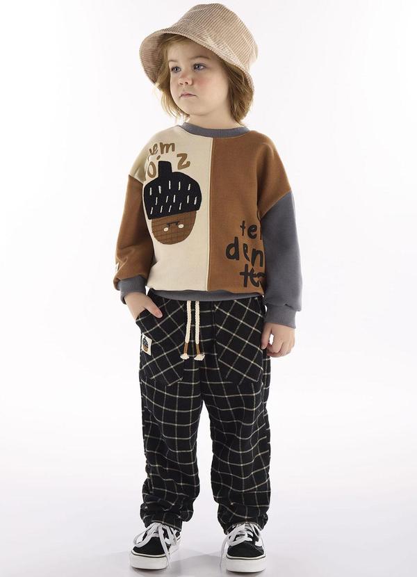 Três e Já - Conjunto Infantil Blusão e Calça Cinza