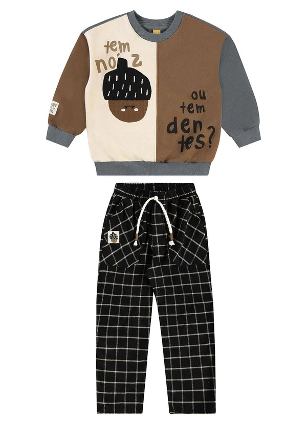 Três e Já - Conjunto Infantil Blusão e Calça Cinza 3