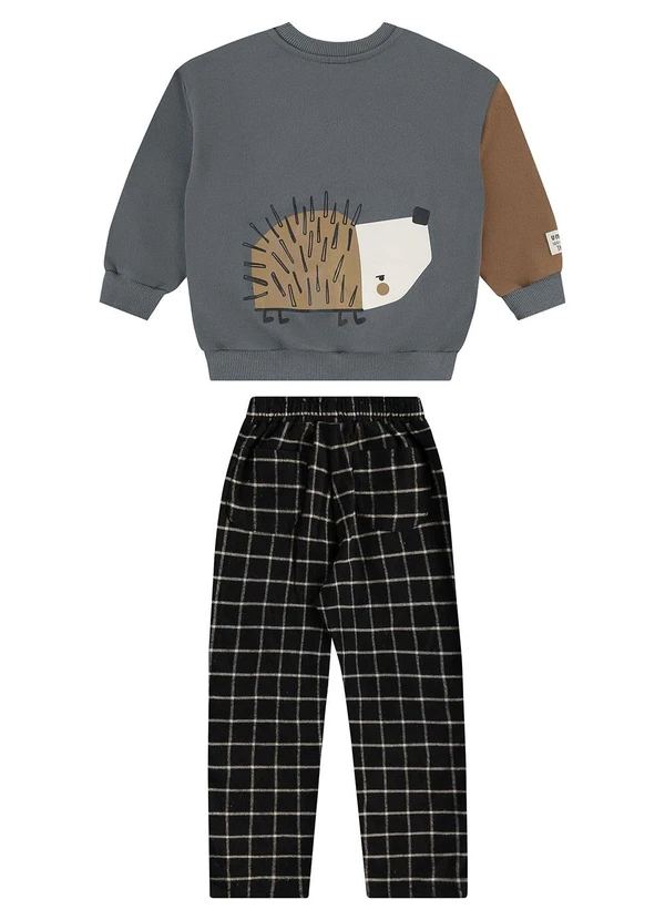 Três e Já - Conjunto Infantil Blusão e Calça Cinza 4