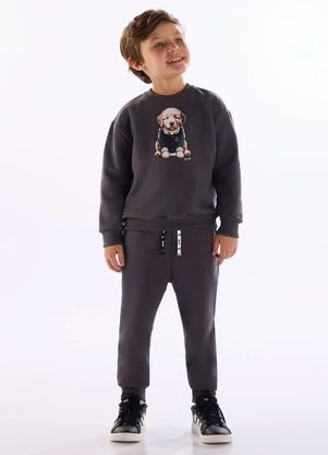 Quimby - Conjunto Infantil Blusão e Calça Cinza - QUIMBY