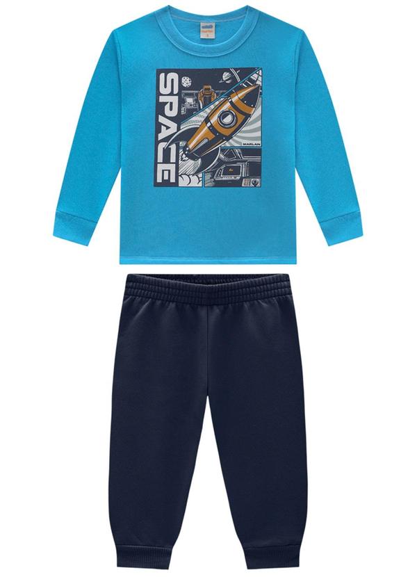 Marlan - Conjunto Infantil Blusão e Calça em Moletom Azul