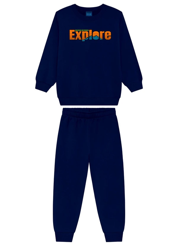 Ddk - Conjunto Infantil Blusão e Calça em Moletom Azul