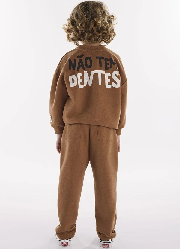Três e Já - Conjunto Infantil Blusão e Calça Marrom 2