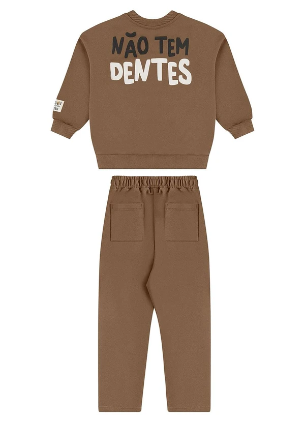 Três e Já - Conjunto Infantil Blusão e Calça Marrom 4