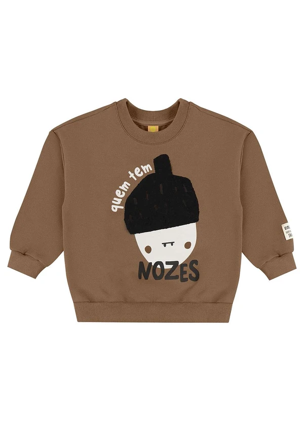 Três e Já - Conjunto Infantil Blusão e Calça Marrom 5