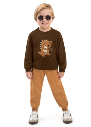 Ddk - Conjunto Infantil Blusão e Calça Marrom - DDK