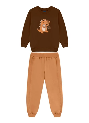 Ddk - Conjunto Infantil Blusão e Calça Marrom - DDK