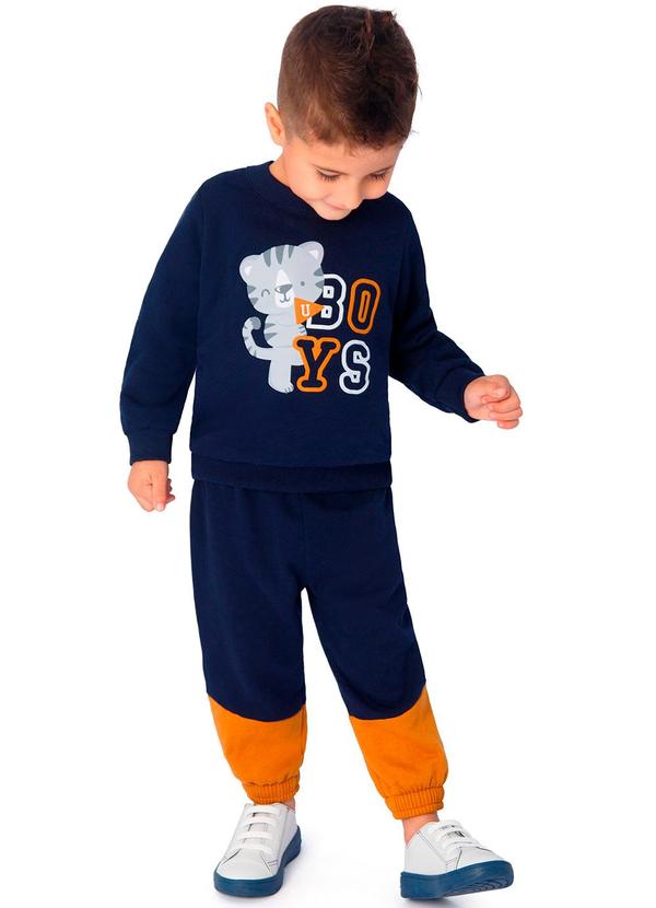 Ddk - Conjunto Infantil Blusão e Calça Moletom Azul