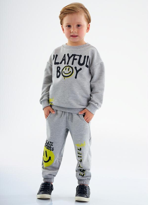 Up Baby - Conjunto Infantil Blusão e Calça Moletom Cinza