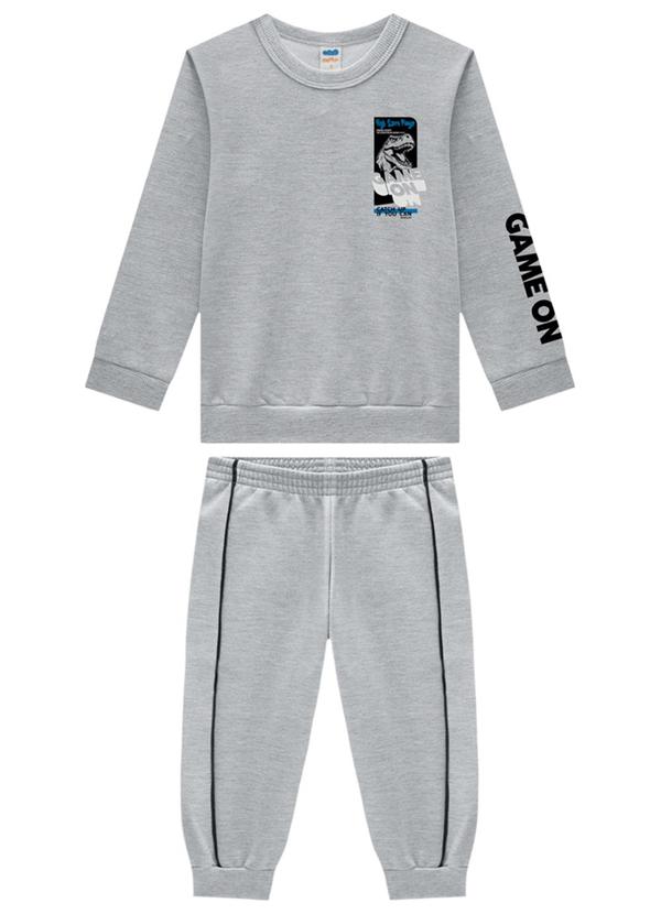 Marlan - Conjunto Infantil Blusão e Calça Moletom Cinza