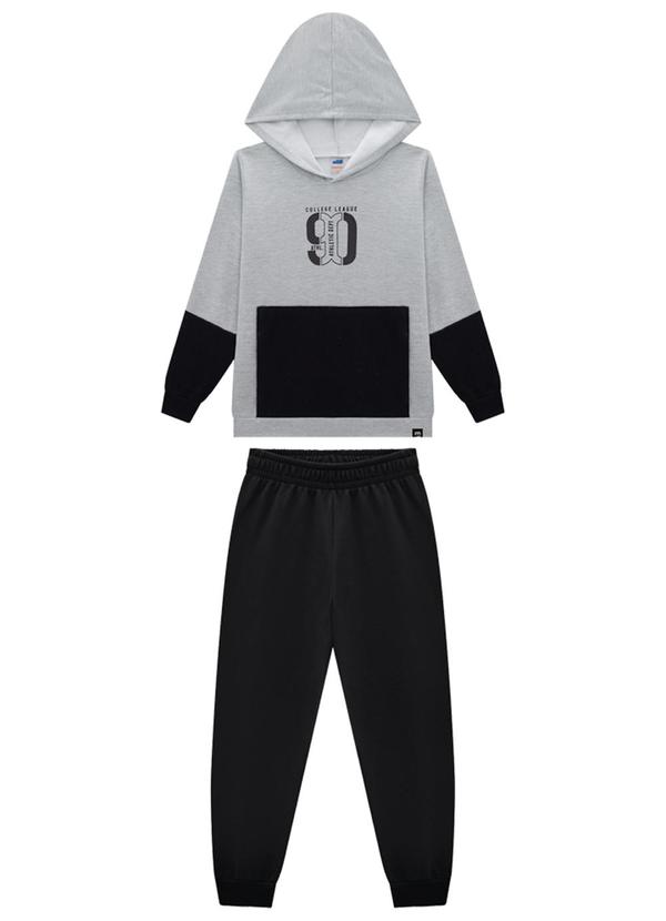 Marlan - Conjunto Infantil Blusão e Calça Moletom Cinza