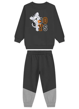 Ddk - Conjunto Infantil Blusão e Calça Moletom Cinza - DDK