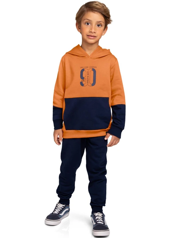Marlan - Conjunto Infantil Blusão e Calça Moletom Marrom