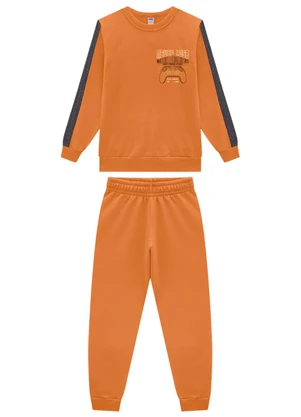 Marlan - Conjunto Infantil Blusão e Calça Moletom Marrom - MARLAN