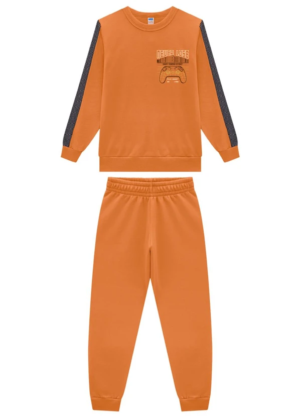 Marlan - Conjunto Infantil Blusão e Calça Moletom Marrom