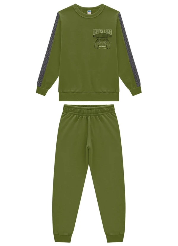 Marlan - Conjunto Infantil Blusão e Calça Moletom Verde