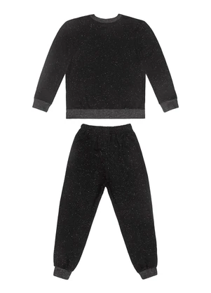 Guloseima - Conjunto Infantil Blusão e Calça Preto - GULOSEIMA