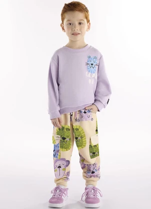 Três e Já - Conjunto Infantil Blusão e Calça Roxo - TRÊS E JÁ