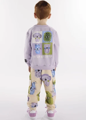 Três e Já - Conjunto Infantil Blusão e Calça Roxo - TRÊS E JÁ