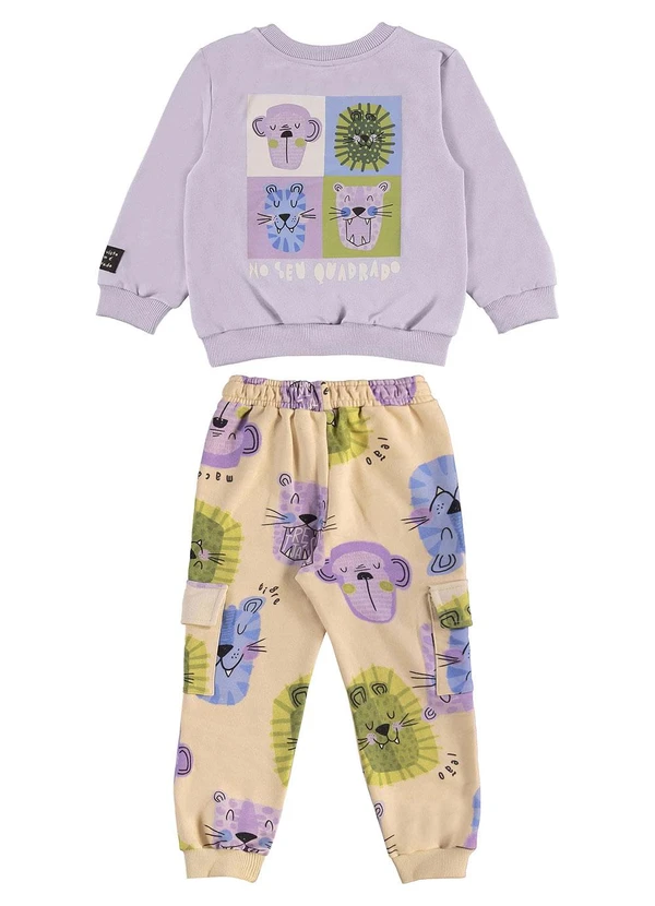 Três e Já - Conjunto Infantil Blusão e Calça Roxo 4