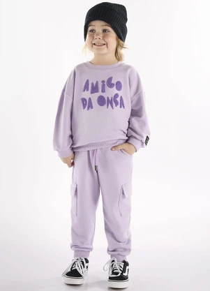 Três e Já - Conjunto Infantil Blusão e Calça Roxo - TRÊS E JÁ