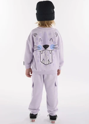 Três e Já - Conjunto Infantil Blusão e Calça Roxo - TRÊS E JÁ