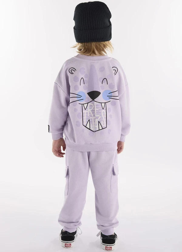 Três e Já - Conjunto Infantil Blusão e Calça Roxo 2
