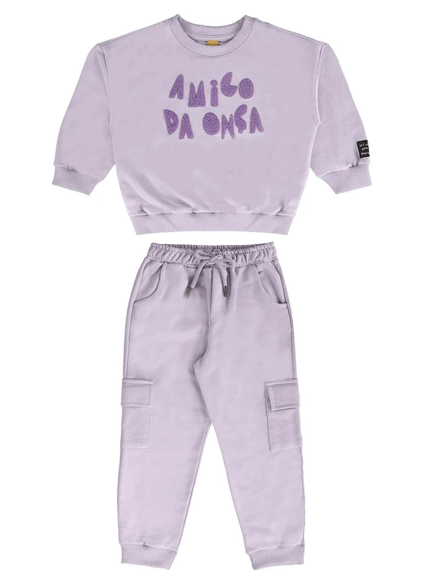 Três e Já - Conjunto Infantil Blusão e Calça Roxo 3