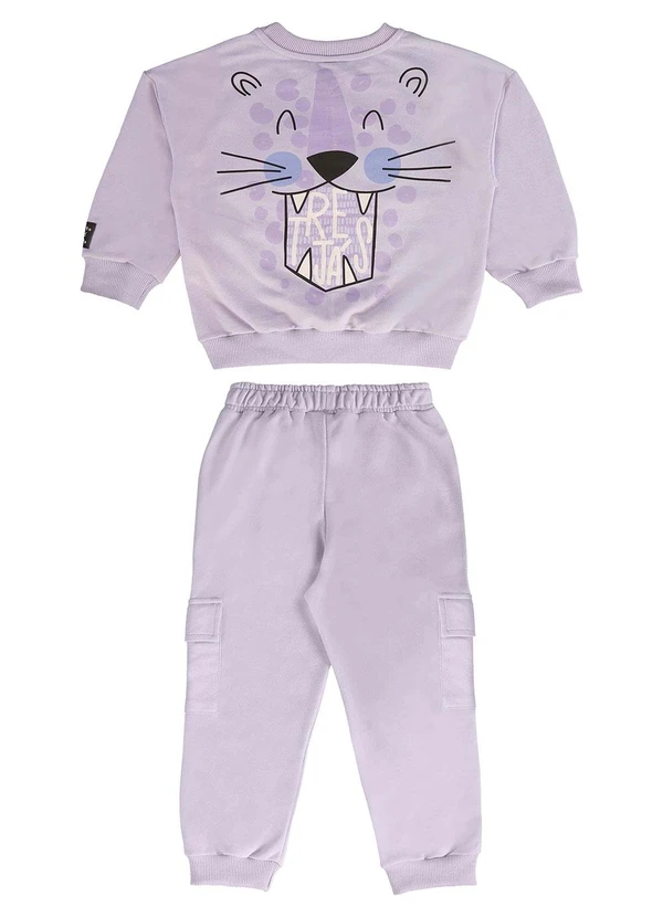 Três e Já - Conjunto Infantil Blusão e Calça Roxo 4