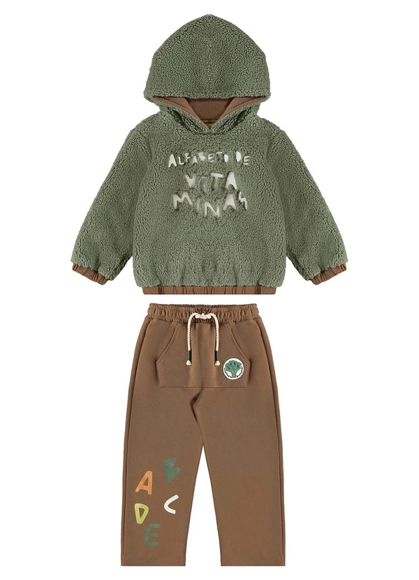 Três e Já - Conjunto Infantil Blusão e Calça Verde 3