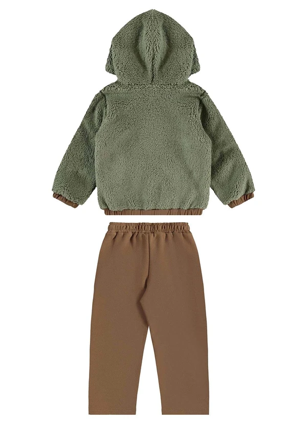 Três e Já - Conjunto Infantil Blusão e Calça Verde 4