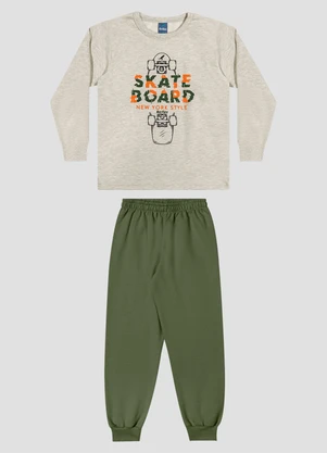 Reirex - Conjunto Infantil Blusão Estampa Skate e Calça Mescla - REIREX