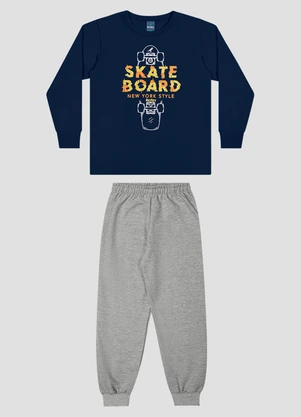 Reirex - Conjunto Infantil Blusão Estampa Skate e Calça Oxford - REIREX