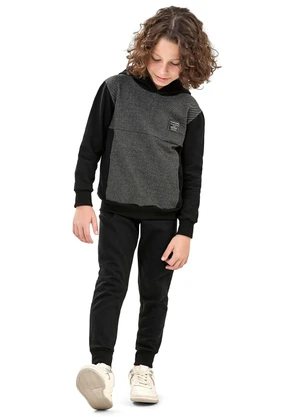 Elian - Conjunto Infantil Blusão Texturizado Preto - ELIAN