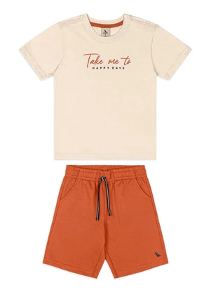 Quimby - Conjunto Infantil Camiseta Bermuda Bege - QUIMBY