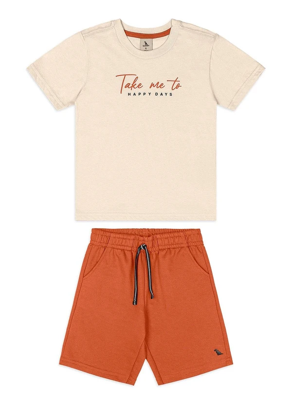 Quimby - Conjunto Infantil Camiseta Bermuda Bege 2