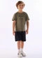 Quimby - Conjunto Infantil Camiseta Bermuda Bege - variação:  