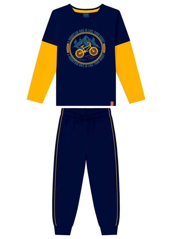 Ddk - Conjunto Infantil Camiseta e Calça Moletom Azul