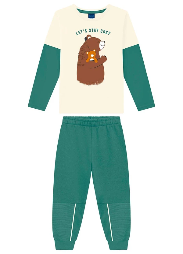Ddk - Conjunto Infantil Camiseta e Calça Moletom Bege