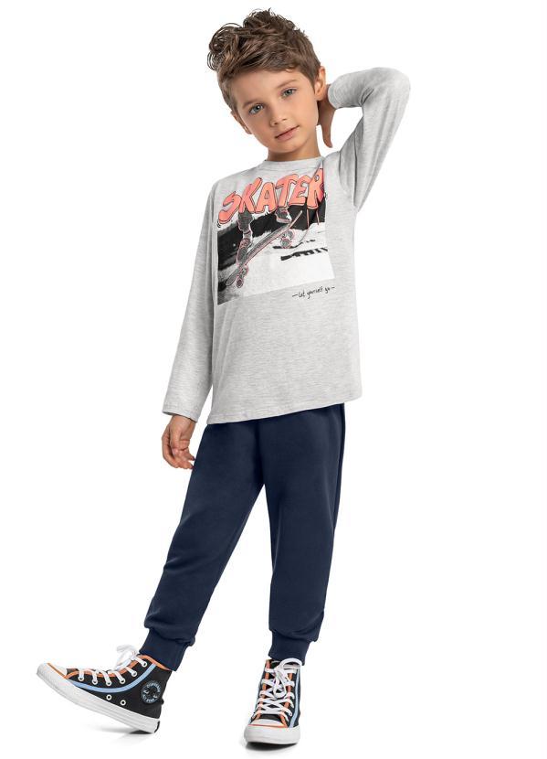 Bee Loop - Conjunto Infantil Camiseta e Calça Moletom Cinza