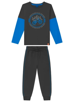 Ddk - Conjunto Infantil Camiseta e Calça Moletom Cinza - DDK