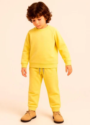 Bugbee - Conjunto Infantil Casaco e Calça Moletom Amarelo - BUGBEE