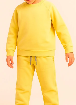 Bugbee - Conjunto Infantil Casaco e Calça Moletom Amarelo - BUGBEE